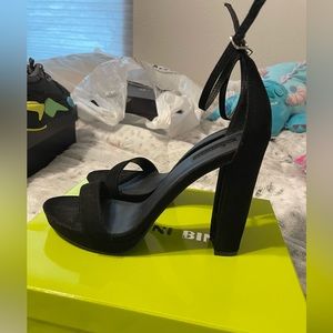 Black suede heels